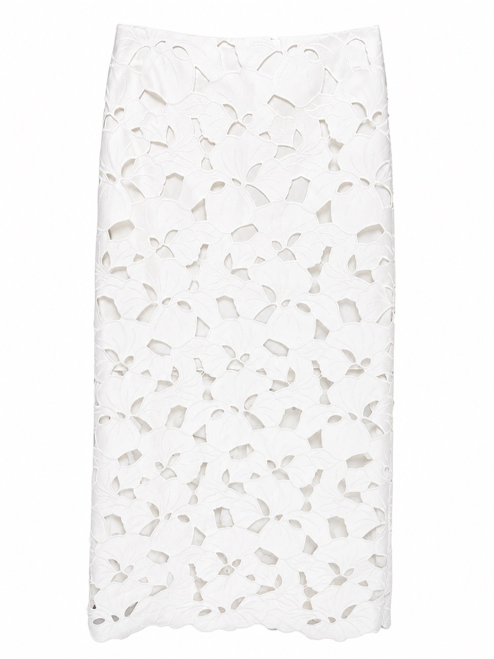 H&M White Floral Cutout Midi Skirt